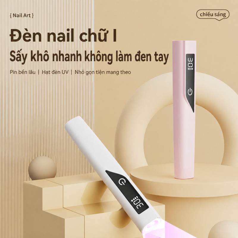 Đèn Hơ Gel Mini 1 Ngón – Tích Điện, Có Màn Hình LED – 2 Chế Độ Hẹn Giờ, Sấy Nhanh – Cầm Tay Di Động, Không Đen Tay