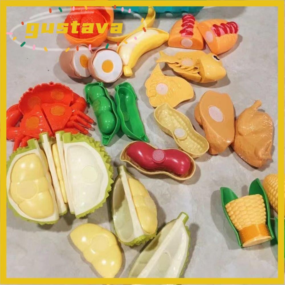 Bộ đồ ăn cắt GUSTAVA, Đồ chơi nhà bếp trẻ em bằng nhựa đầy màu sắc, Đồ chơi cắt thực phẩm Giáng sinh