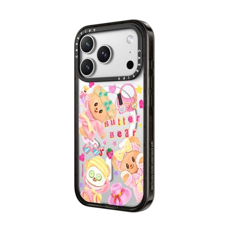 CASECASE X Butterbear at 8Am Ốp lưng Đen / Xanh da trời / Hồng Bộ sưu tập kẹo Fizz Màu sắc Rõ ràng Cứng Từ tính Hút tác động cho Apple IPhone 13 14 15 16 17Pro Max Plus Có hộp