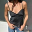 MAPLEPOET-Nữ Mùa Hè Camisoles Spaghetti Dây Chấm Họa Tiết Ren Viền Slim Fit Crop Tank Tops