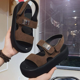 Sandal Nữ IGU đế cao 5cm và 2cm da mềm nhẹ chân hàng may sẵn quai ngang có khoen gương xinh xắn dễ phối đồ