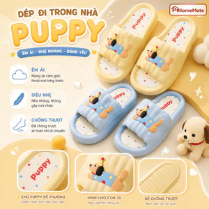Dép Đi Trong Nhà EVA HomeMate Đế Mềm Êm Chân, Dép Quai Ngang Đế Xuồng Hình Cún Puppy Dễ Thương