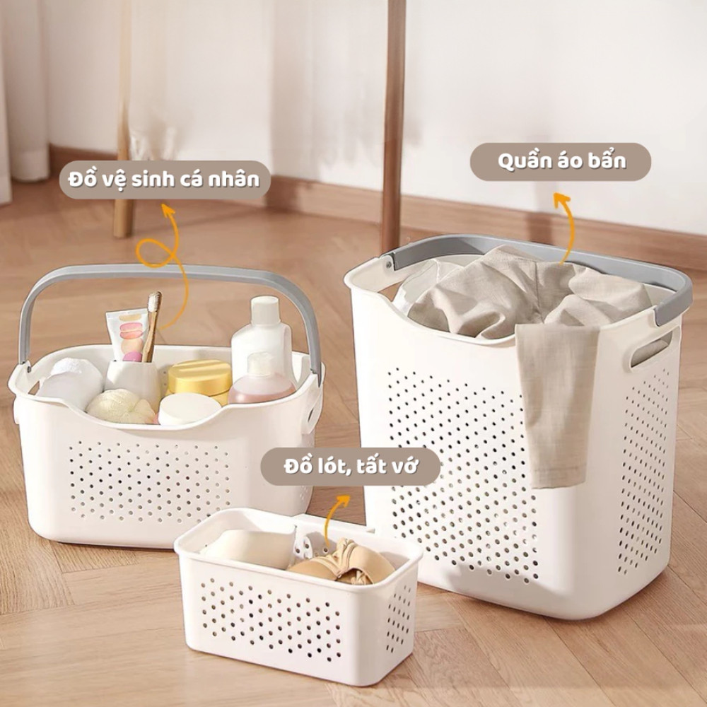 Giỏ Đựng Quần Áo Bẩn HomeMate Có Quai Xách – Giỏ Giặt Phân Vùng Đồ Bẩn, Đựng Đồ Gia Đình Tiện Lợi