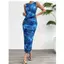 Hot Girl Split In Hình Pháp Sling Retro Đầm Slim-fit Tie-dye Váy Trượt Tuyết Dài