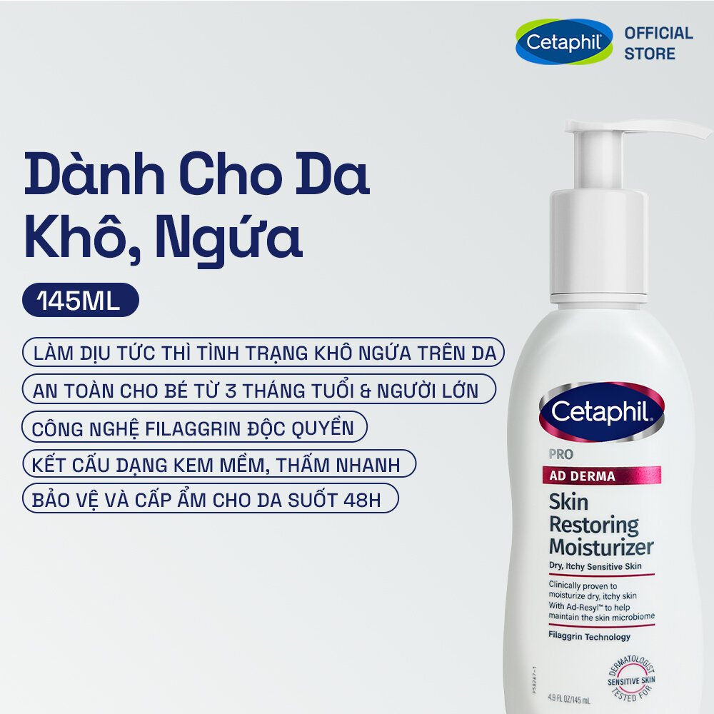 Sữa dưỡng ẩm dịu lành dành cho da khô, ngứa CETAPHIL PRO AD DERMA SKIN RESTORING MOISTURIZER 145ml