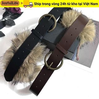 JOYFULLIFE Thắt lưng nữ lông giả Y2K Punk, thiết kế hợp thời trang cổ điển