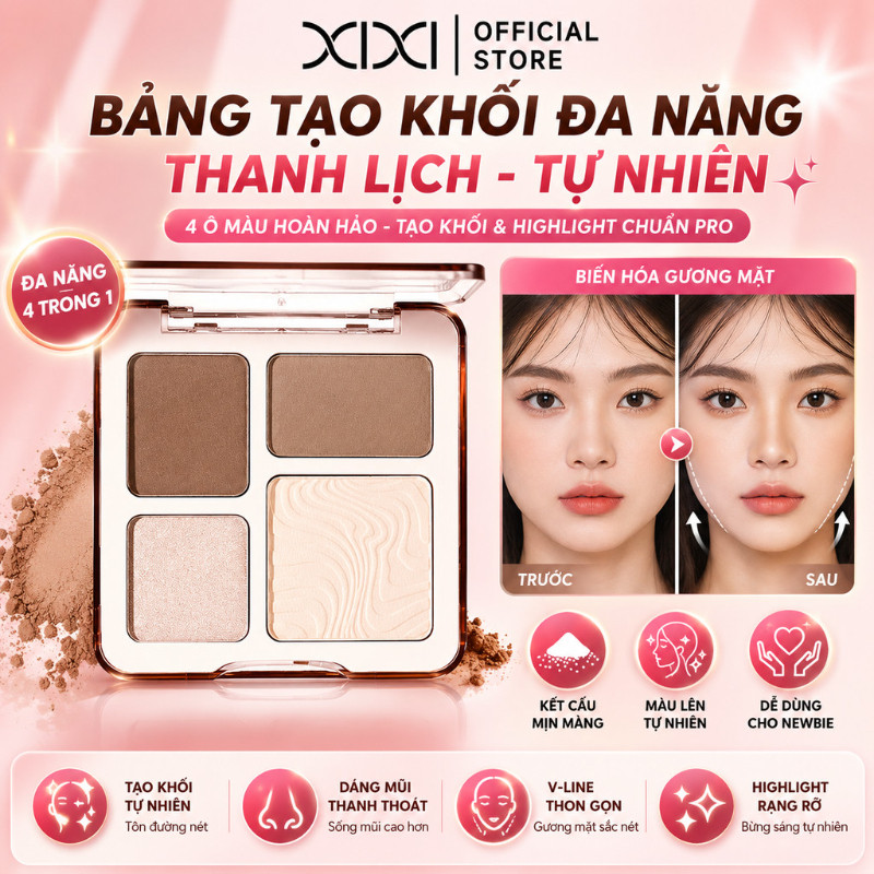 Xixi Shading Contour Palette – phấn mịn, matte tự nhiên dễ dùng cho người mới phù hợp sinh viên D854