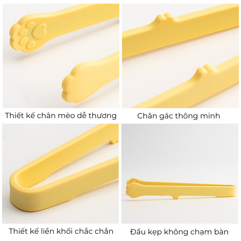 Kẹp Silicon Chân Mèo KOOBEE 14.5cm Có Chân Gác -  Kẹp Gắp Mini Chống Dính Gắp Đồ Ăn Đa Năng | 382