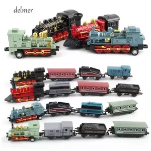 DELMER Retro Xe Lửa Hơi Mô Hình, Inertia Diecast 1: 60 Kéo Lại Mô Hình Xe Lửa, Đồ Chơi Xe Thu Nhỏ Kéo Lại Hợp Kim Headstock Mô Phỏng Đồ Chơi Xe Lửa Đồ Chơi Trẻ Em