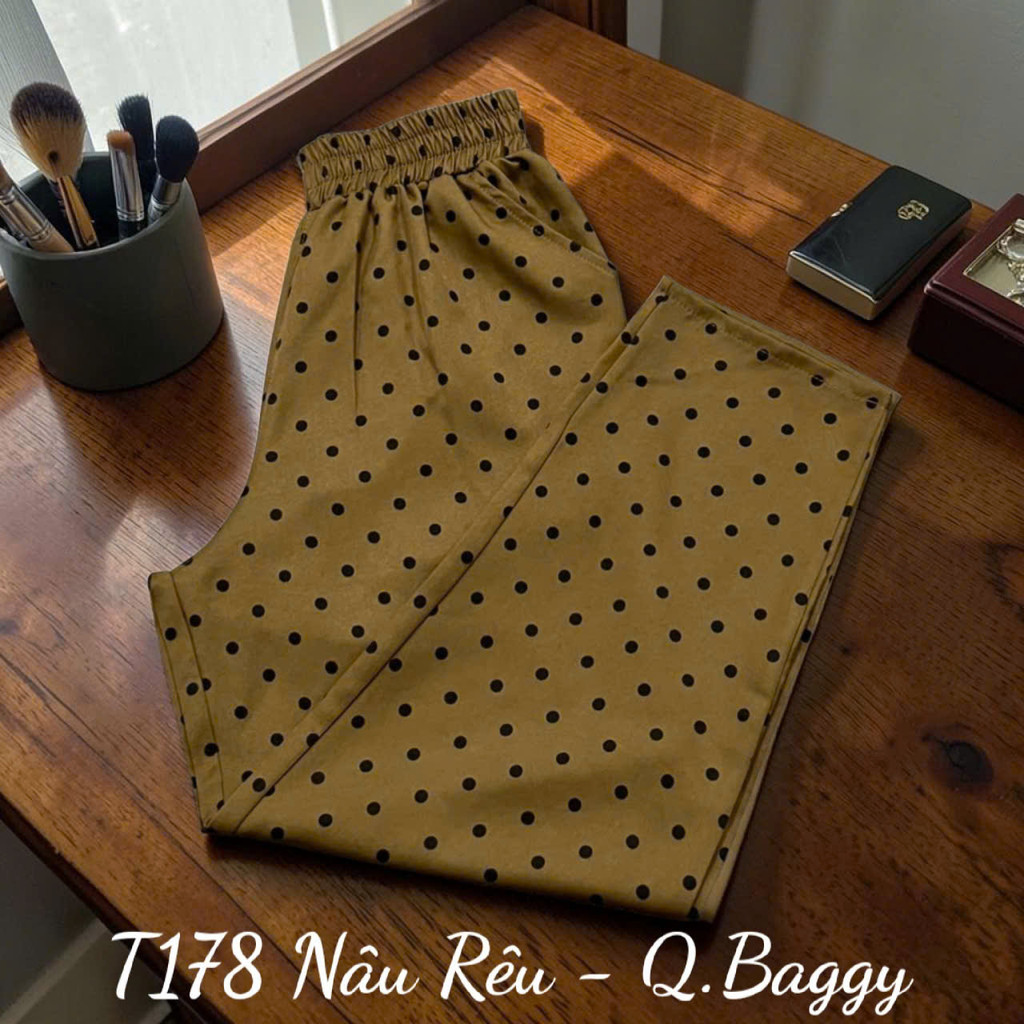 Quần Baggy Vải Cotton Lạnh Thoải Mái Khi Mặc Nhà Hay Ra Ngoài Chất Liệu Thấm Hút Nhanh Đường May Tỉ Mỉ Mã T178