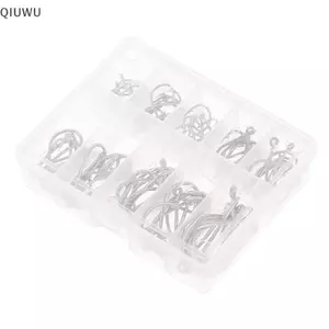 QIUWU 100 Cái / hộp Móc Câu Cá Thép Carbon Vòng Tròn Đơn Móc Câu Cá Phụ Kiện.