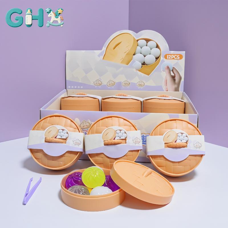 Bộ đồ chơi bánh bao Mini GHX có hộp hấp mềm Squishy 6 chiếc Giảm căng thẳng vui nhộn Cảm giác chơi VN