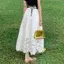 Váy chữ a màu trắng rỗng dành cho nữ Mùa hè Phong cách mới kiểu Pháp thường ngày phù hợp với xích đu lớn