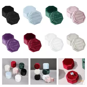 Ở lại Flannel Thủ Công Hình Bát Giác Nhẫn Hộp Đựng Flannel Trang Sức Người Tổ Chức Hoàn Hảo Cho Ba Nhẫn Đính Hôn Bộ Màn Hình Hiển Thị
