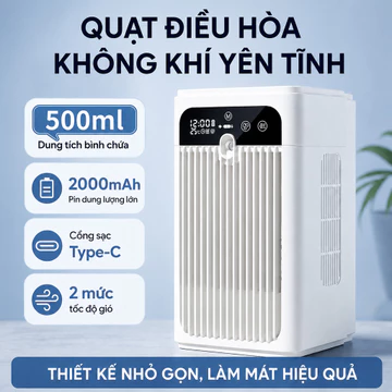 Quạt điều hòa quạt phun sương quạt mini máy làm mát quạt để bàn làm mát nhanh phun sương dịu nhẹ 2 chế độ dùng phòng ngủ