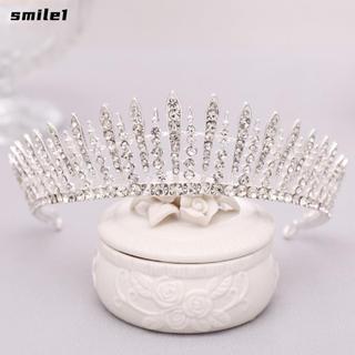 Băng đô vương miện SMILE, Vương miện cô dâu bằng kim cương giả thủ công, Pha lê thời trang Cô dâu Mũ cưới Trang sức tóc cưới
