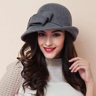 NCE Vintage Cloche Fedora Cap, Thiết kế cổ điển Mũ len nỉ phong cách cổ điển, Mũ lưỡi trai thanh lịch có nơ trang trí hình dạng thanh lịch Mũ bát đĩa nữ thời trang nữ