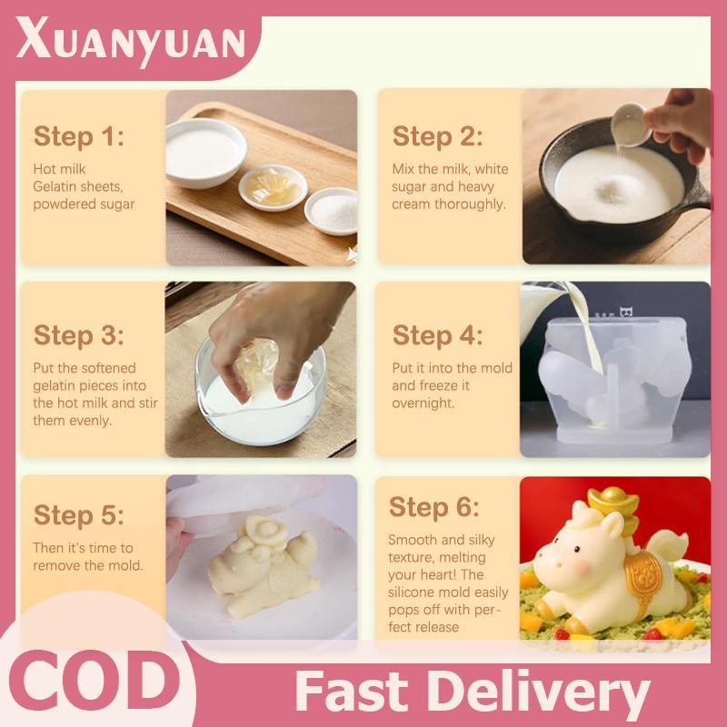 XUAN Silicone Ngựa Mousse Khuôn Ngựa Năm Trung Quốc Cung Hoàng Đạo Sữa Thạch Bánh Món Tráng Miệng Khuôn Nướng Bánh Thực Phẩm Chịu Nhiệt VN