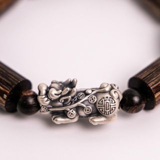 Vòng Tay Trầm Sánh Trúc Mix Tỳ Hưu Bac Thái - Trầm Hương Yên Lộc - Tặng kèm hộp gấm