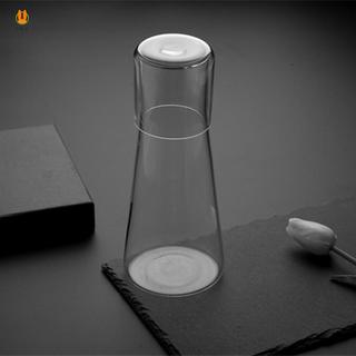 Bộ Carafe Nước Đầu Giường Trong Suốt Bình Nước Thủy Tinh Cao-Borosilicate Dày Thích Hợp Cho Phòng Ngủ Đầu Giường