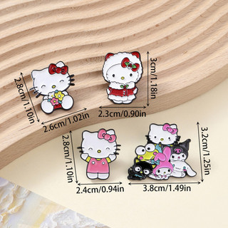 4 Cái / bộ Dễ Thương Sanrio Kitty Mèo Thổ Cẩm Hoạt Hình Schoolbag Trang Trí Huy Hiệu Kuromi Trang Trí Pin