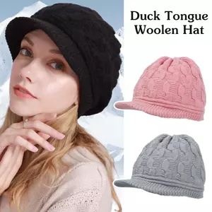 Mũ Beanie Dệt Kim Lót Lông Cừu Cho Nữ - Phù Hợp Đi Cắm Trại và Chạy Bộ Mùa Đông, Có Tấm Chắn Nắng