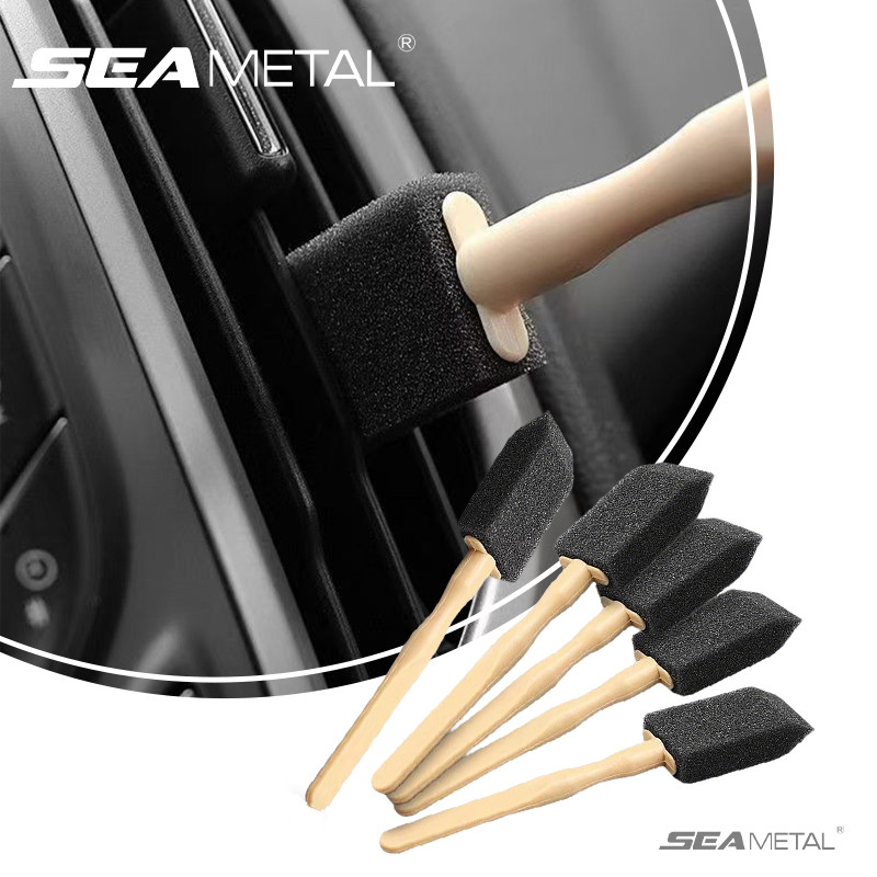 SEAMETAL 10 Chiếc Bàn Chải Vệ Sinh Ô Tô Tay Cầm Bằng Gỗ Điều Hòa Không Khí Lỗ Thông Hơi Bàn Chải Làm Sạch Nội Thất Ô Tô Khoảng Cách Bụi Dụng Cụ Loại Bỏ
