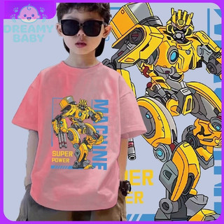 COD✅ (Hồ Chí Minh)  Áo thun bé trai in hình Transformers Bumblebee, cổ tròn siêu rộng, chất cotton mềm mại và thoải mái.