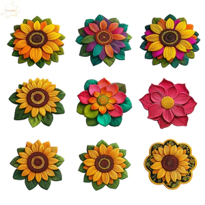 Thảm hoa hướng dương mềm mại chống trượt 60x60cm AWNGD cho phòng khách, bàn trà đầu giường
