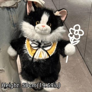 Ba lô mèo sang trọng mô phỏng ALLGIFT, Ba lô Ragdoll sang trọng dung tích nhỏ mềm mại, Kawaii Hoạt hình dễ thương Con rối thực tế Túi đeo vai mèo Quà tặng cho bé gái