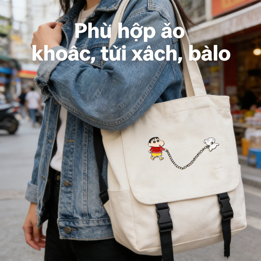 Huy Hiệu áo Shin Crayon Kéo Bánh Xe, Huy Hiệu Dây Chuyền độc đáo, Phụ Kiện Trang Phục Anime