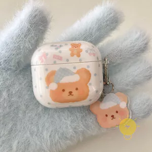 Phone Case For AirPods 4 / Pro3 / Pro2 / Pro / 3 / 2 / 1 TPU Chain Bear Headset Aesthetic Korean Cute