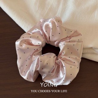 Yoing / Phong Cách Hàn Quốc Mercerized Satin Scrunchy Dây Buộc Tóc Nữ Cao Cấp Chấm Bi Dây Cao Su Độ Đàn Hồi Cao Tóc Lớn