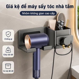 Giá Kệ để Máy Sấy Tóc Nhà Tắm, Nhôm Không Gian Cao Cấp, Chống Gỉ, Chịu Tải Tốt, Có Kệ để đồ