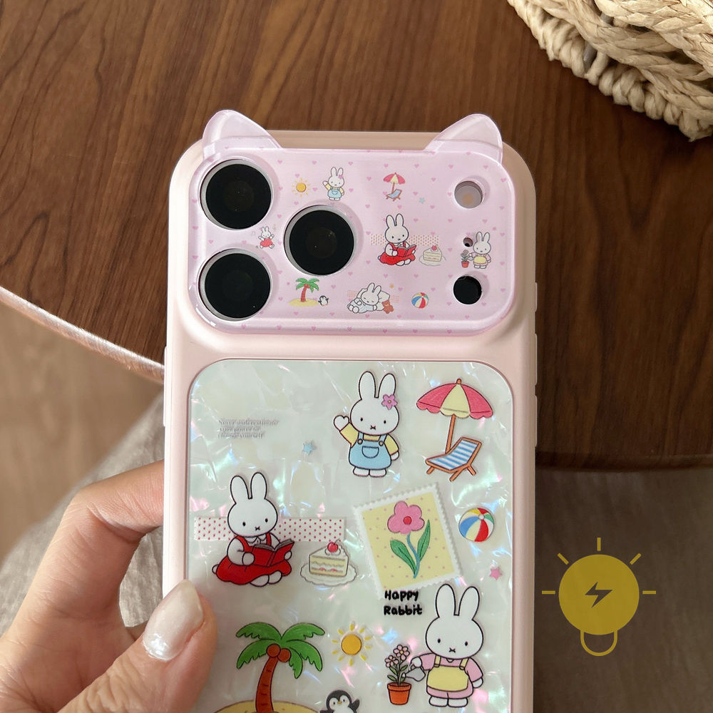 Phone Case For iPhone 17 Pro Max 16 15 TPU Cat Ear Aesthetic Korean Cute