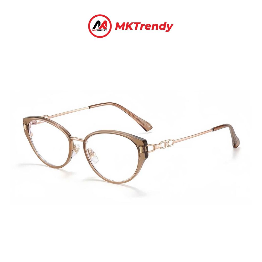 Gọng kính mắt mèo nữ MKTRENDY gọng kim loại chống ánh sáng xanh chống tia UV thời trang K23