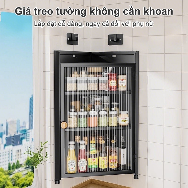 Tủ đựng góc bếp vững chãi Treo Tường Kệ góc bếp thép carbon chịu tải nặng