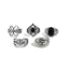 Bộ nhẫn rỗng đá quý bạc cổ điển 5 mảnh dành cho nam - Black Onyx & Deer Head & Fleur-De-Lis & Twisted Design - Gothic Punk để mặc hàng ngày