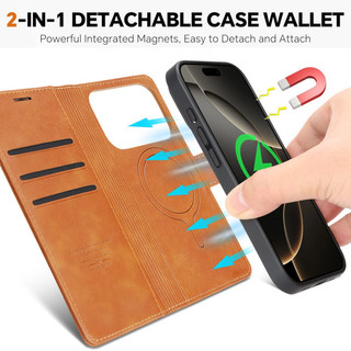 Vỏ da sạc không dây chia từ tính dành cho iPhone 17 16 15 14 13 12 Pro Max