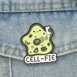 Cell Fie Men Thổ Cẩm Sinh Học Dễ Thương Pun Kim Loại Huy Hiệu Xanh Lá Cây Hình Tế Bào Ba Lô Phụ Kiện Quà Tặng Cho Nhà Sinh Học
