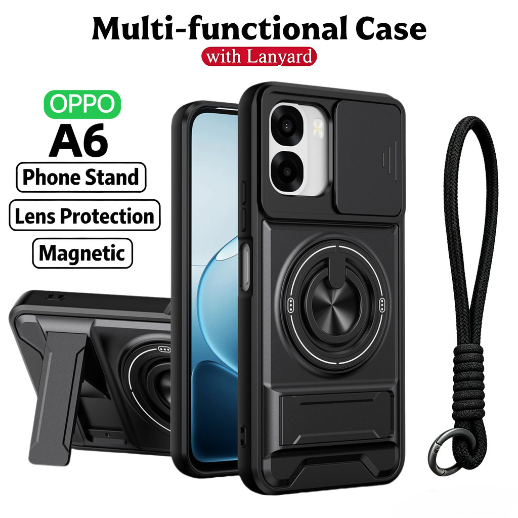 Ốp Điện Thoại Đa Năng Sang Trọng Thích Hợp Cho OPPO A6x 5G A3 A78 A17 A58 A57 A77 A40 Dây 360°Giá đỡ vòng có vỏ máy ảnh Vỏ bảo vệ toàn diện chống sốc