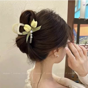 Kẹp Cá Mập Tulip Cho Nữ Nửa Updo Tóc Vuốt Kẹp Phụ Kiện Tóc Mùa Hè Có Răng Chống Trơn Trượt