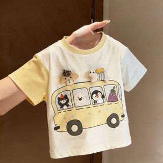 Quần Áo Mùa Hè Cotton Nguyên Chất Ba Chiều Hoạt Hình Dễ Thương Áo Thun Tay Ngắn Phong Cách Mới Bé Trai Thời Trang Raglan Tay Áo Phù Hợp Với Hàng Đầu