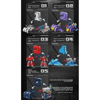 Đồ chơi biến hình kỹ thuật số mát mẻ Trẻ em biến hình Robot Mecha Robot lắp ráp kỹ thuật số Quà tặng giáo dục