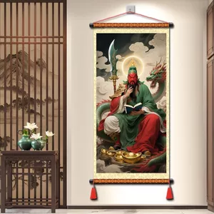 Quan Công Tượng Master Quan Treo Tranh Thần Tài Tranh Trang Trí Phòng Trà Phòng Khách Treo Tranh Cuộn Retro Trang Trí Bức Tranh 6.9