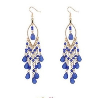 Bông tai boho hình giọt nước tua rua, xu hướng thời trang mới EKGP