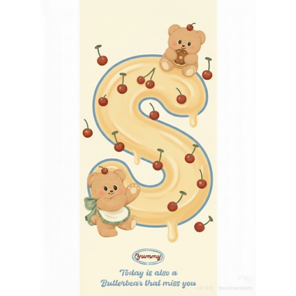 móc khoá chữ cái Gấu bơ gấu Butter Bear đáng yêu dễ thương