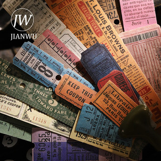 JIANWU Cổ Vé Văn Phòng Series Vintage Bill Phong Cảnh Chất Liệu Cắt Dán Đóng Hộp Nhãn Dán Sáng Tạo DIY Tạp Chí Văn Phòng Phẩm