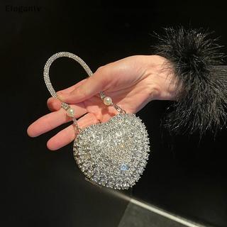 EGN Sang Trọng Nhỏ Hình Trái Tim Kim Cương Giả Dạ Hội Ly Hợp Ví Nữ Túi Thời Trang Cho Nữ Dây Xích Túi Đeo Vai Đảng Quà Tặng N