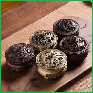 Lư Hương Xông Trầm Cỡ Bé Bằng Đồng Đúc Nguyên Khối Nắp Rồng Phượng, Hoa Sen Đẹp Mắt